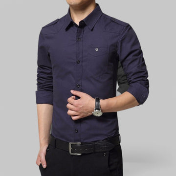 Men's Military Style Epaulette Shirt