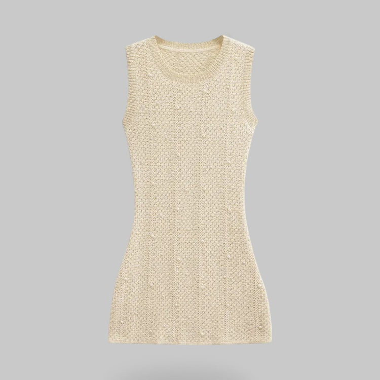 Klyber | Sleeveless Faux Pearl Knit Mini Dress