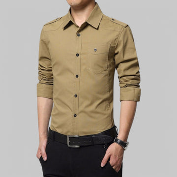 Men's Military Style Epaulette Shirt