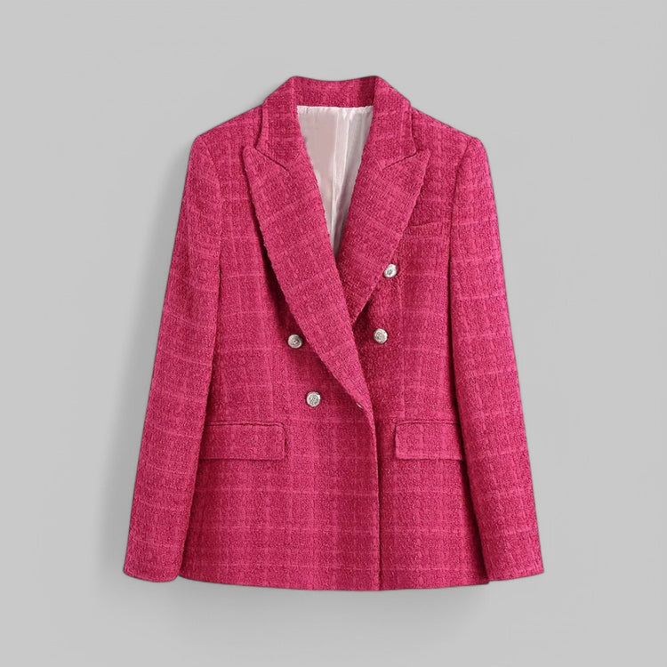 Colourful Tweed Double Breasted Blazer Coat
