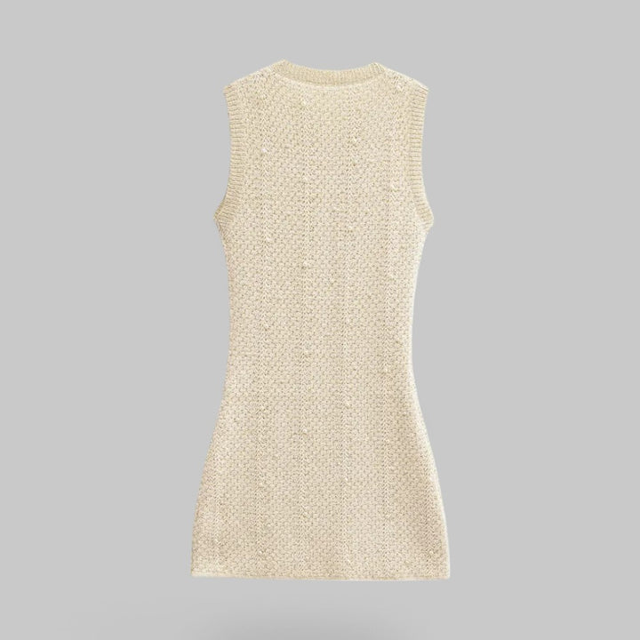 Klyber | Sleeveless Faux Pearl Knit Mini Dress