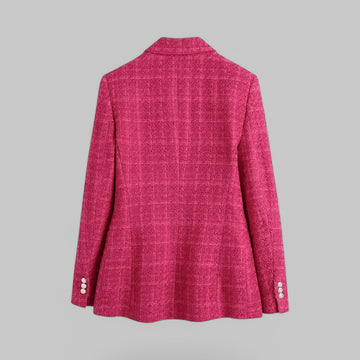 Colourful Tweed Double Breasted Blazer Coat