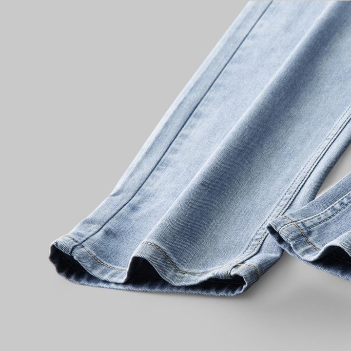 Classic Light-Wash Straight Leg Denim Trousers
