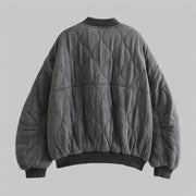 Oversized Quilted Bomber Jacket with Snap Buttons