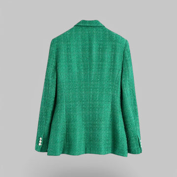 Colourful Tweed Double Breasted Blazer Coat