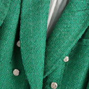 Colourful Tweed Double Breasted Blazer Coat