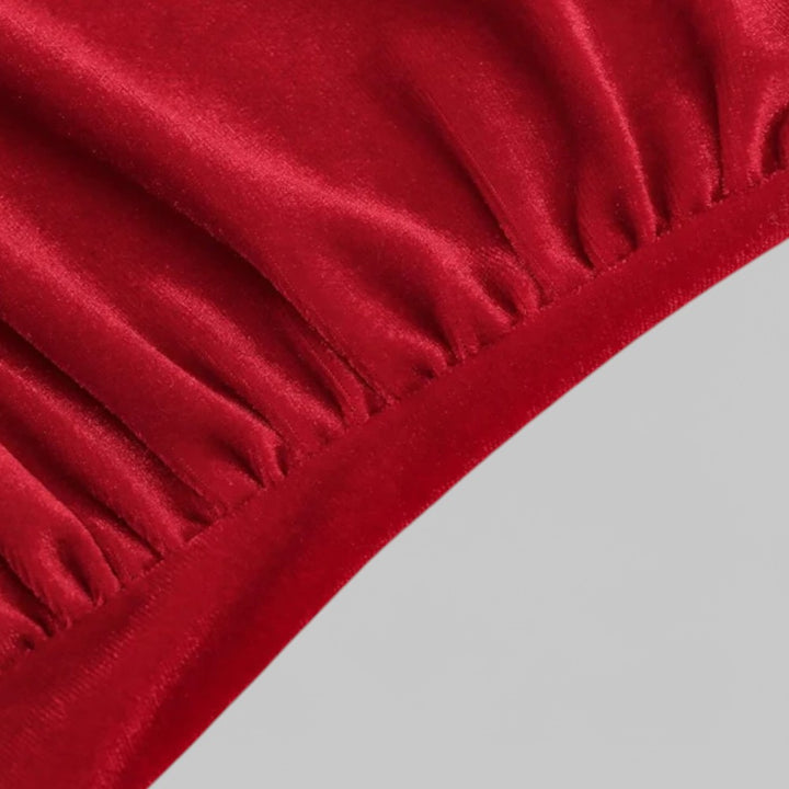 Draped Velvet Blouse Shirt with Asymmetric Neckline