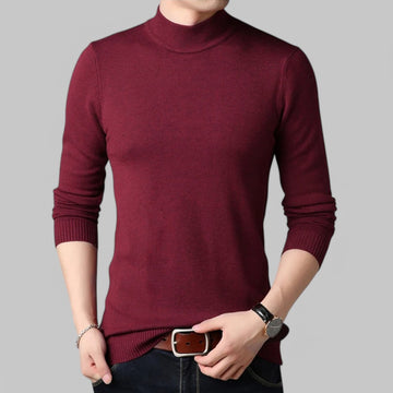 Mock Neck Knit Jumper in Solid Colour
