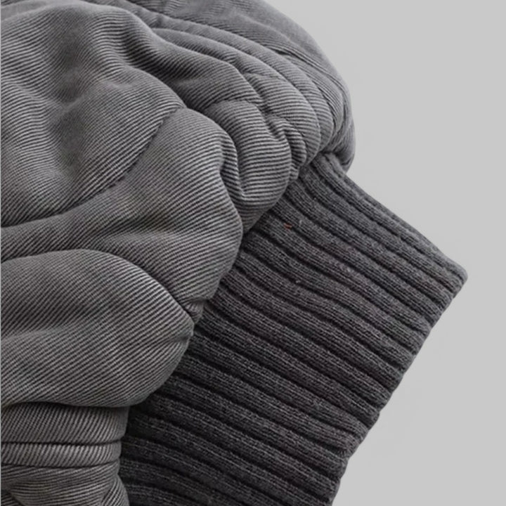 Oversized Quilted Bomber Jacket with Snap Buttons