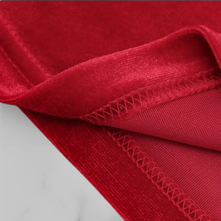 Draped Velvet Blouse Shirt with Asymmetric Neckline