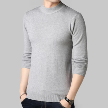 Mock Neck Knit Jumper in Solid Colour