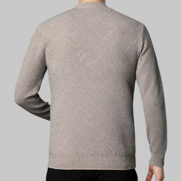 Men's Mock Neck Patterned Knit Jumper