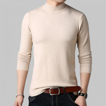 Mock Neck Knit Jumper in Solid Colour