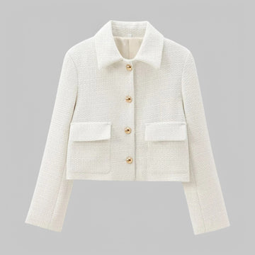 Tweed Jacket & High-Waist Skirt Set with Pockets