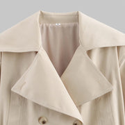 Women's Cropped Trench Jacket with Belted Waist