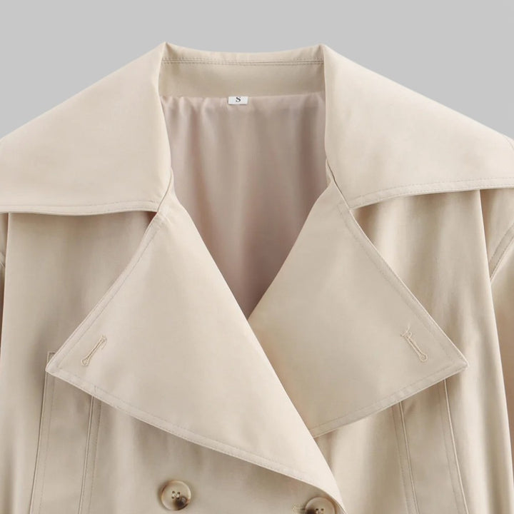 Women's Cropped Trench Jacket with Belted Waist
