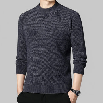 Men's Mock Neck Patterned Knit Jumper