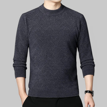 Men's Mock Neck Patterned Knit Jumper