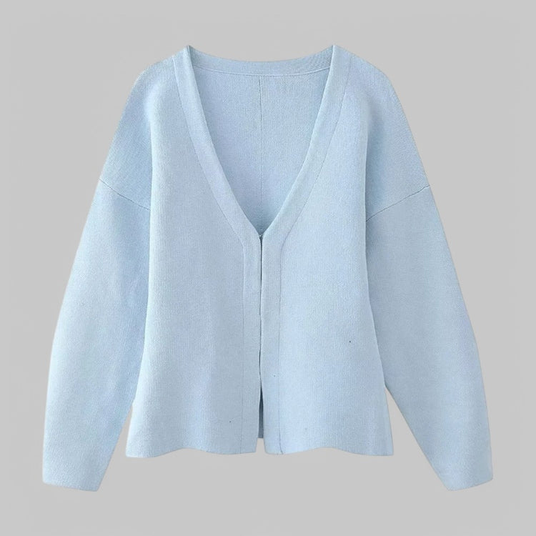 Fitted V-Neck Knit Cardigan