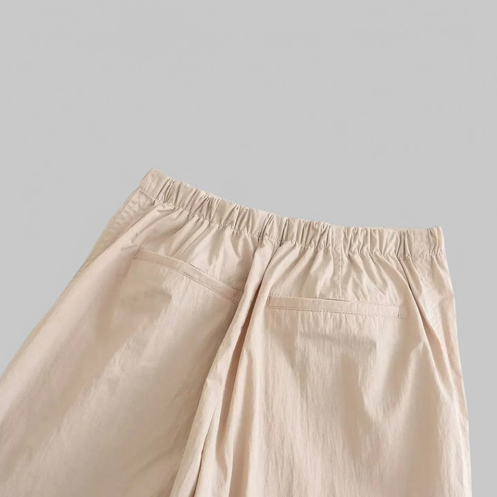 High-Waist Pleated Pants with Side Pockets