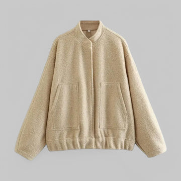 Oversized Bomber Jacket with Snap Buttons & Pockets