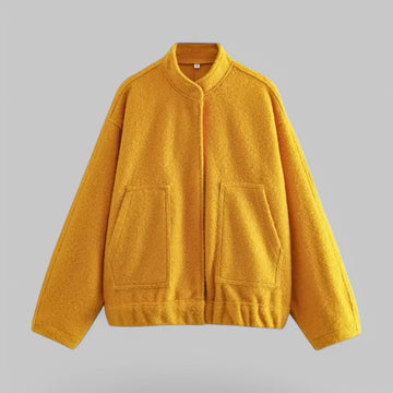Oversized Bomber Jacket with Snap Buttons & Pockets
