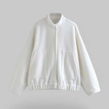 Oversized Bomber Jacket with Snap Buttons & Pockets