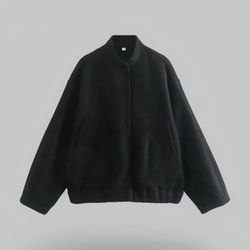 Oversized Bomber Jacket with Snap Buttons & Pockets