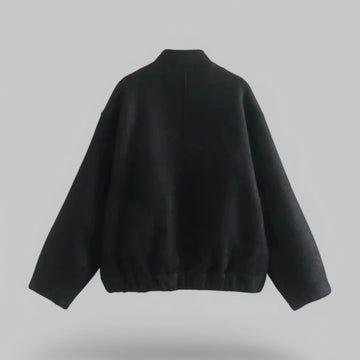 Oversized Bomber Jacket with Snap Buttons & Pockets