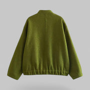 Oversized Bomber Jacket with Snap Buttons & Pockets