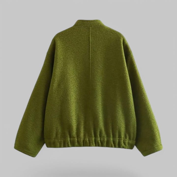 Oversized Bomber Jacket with Snap Buttons & Pockets