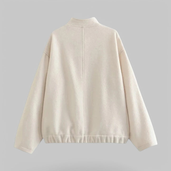 Oversized Bomber Jacket with Snap Buttons & Pockets