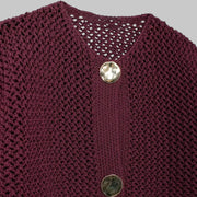 Women's Open Knit Cardigan with Gold Buttons