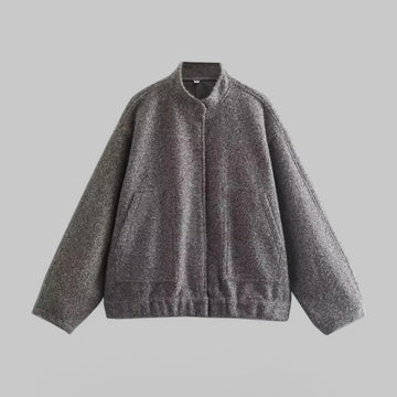 Oversized Bomber Jacket with Snap Buttons & Pockets