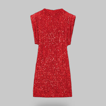 Sequined Sleeveless Mini Dress with Shoulder Pads