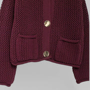 Women's Open Knit Cardigan with Gold Buttons