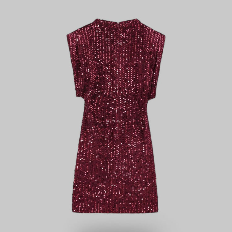 Sequined Sleeveless Mini Dress with Shoulder Pads