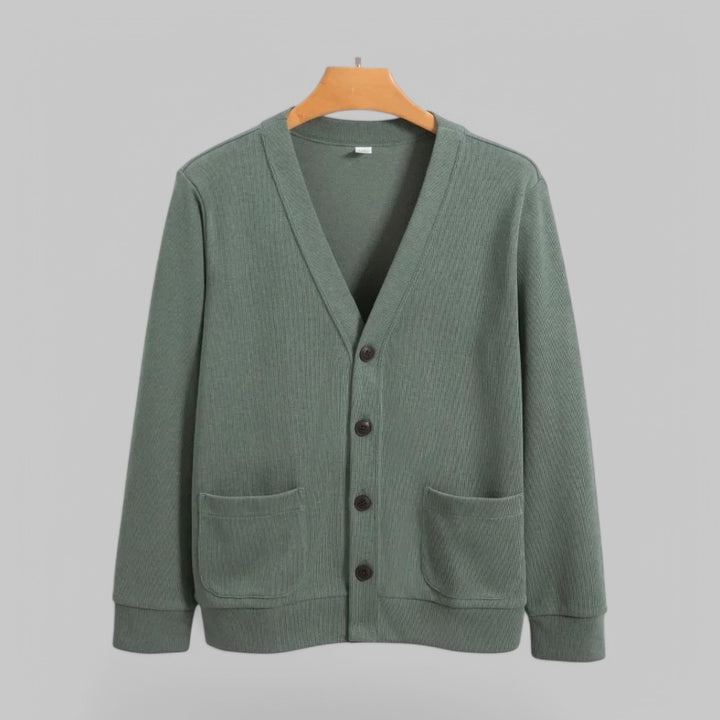 Solid V-Neck Knit Cardigan