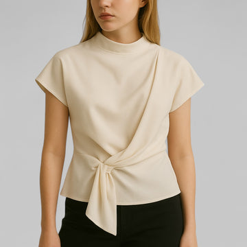 Chic Tie Blouse with Back Zipper