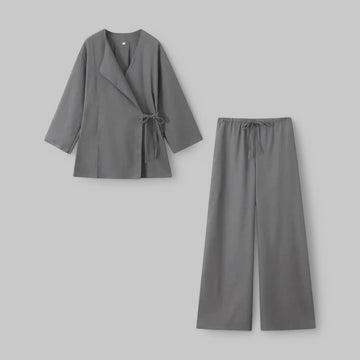 Klyber | Belted Kimono Top & Pleated Trousers 2-Piece Set