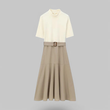 Belted Midi A-Line Dress