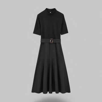 Belted Midi A-Line Dress