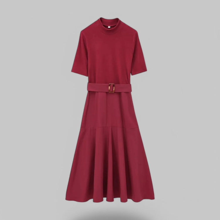 Belted Midi A-Line Dress