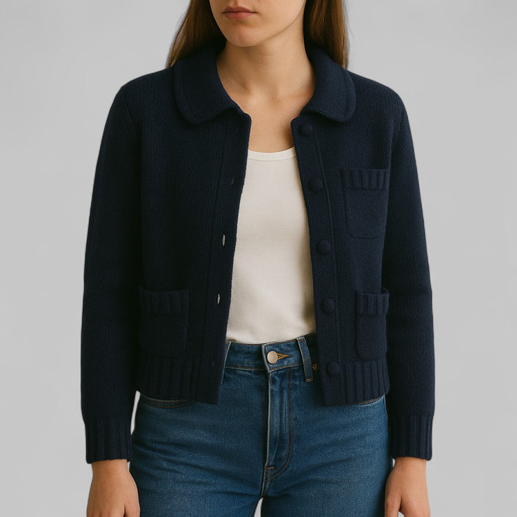 Chic Collared Knit Cardigan