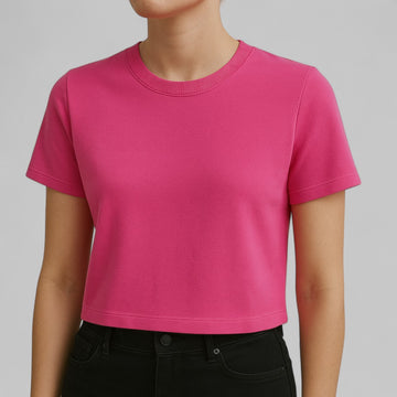 Soft Knit Cropped O-Neck T-Shirt