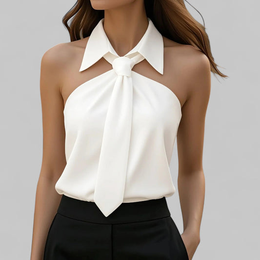 Strap Neck Tie Blouse